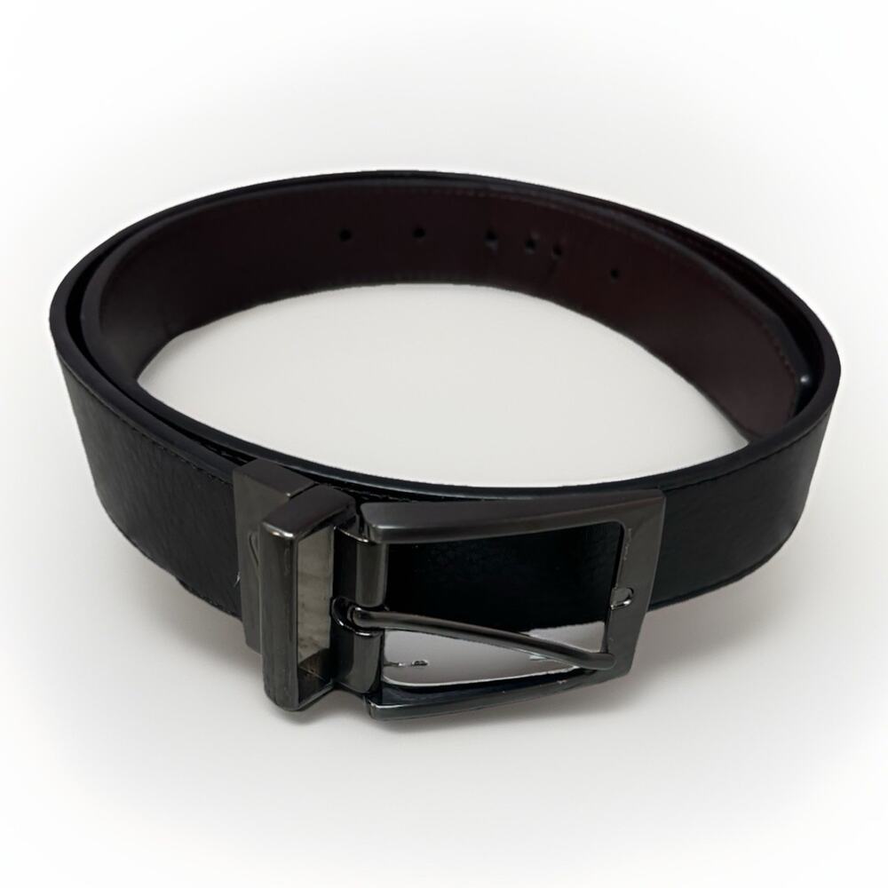 Nike Reversible Leather Belt Mens Medium Black Brown Gunmetal Buckle Casual